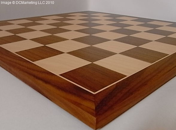 Deluxe Walnut & Maple Wood Veneer Chess Board - 54cm